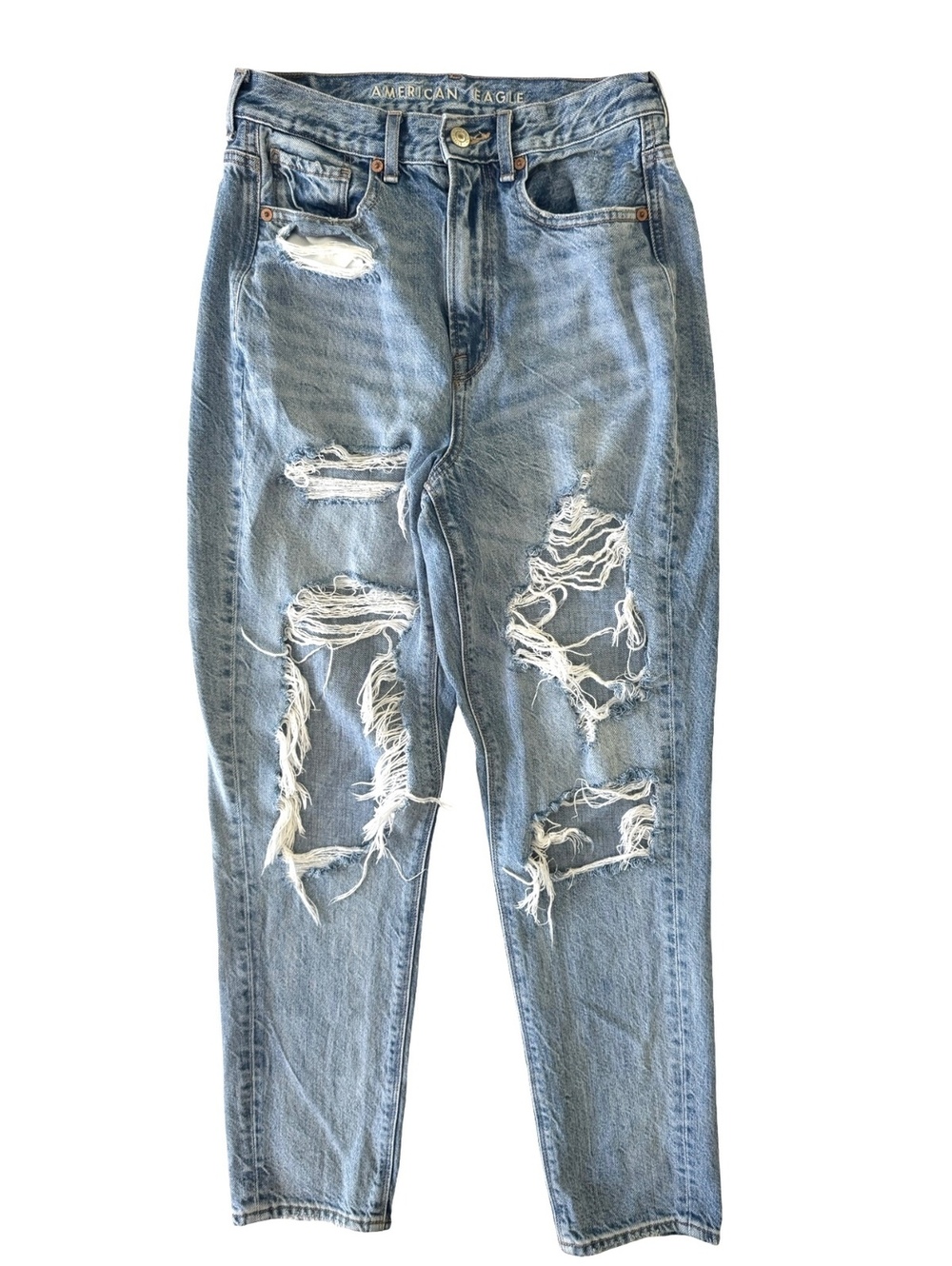 American Eagle Highest Rise Mom Jeans Women’s 2 Distressed Ripped Y2K